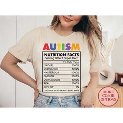 Autism Nutrition Facts Shirt Shirt for Autism Cute Autism Nutrition Tee Awareness Autism Support Clothes (AP-AUTI21)