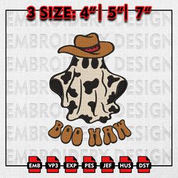 Boo Haw Embroidery files, Funny Cowboy Ghost Embroidery Designs, Halloween Machine Embroidery Pattern