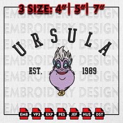 Ursula Est Halloween Embroidery files, Disney Halloween Embroidery Designs, Little Mermaid Machine Embroidery Pattern