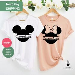 Custom Minnie and Mickey Shirts, Disney Couples Shirt, Personalized Name Monogram Minnie and Mickey Shirt