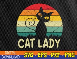 Retro Vintage Cat Lady Funny Cat Meow for Men Women Love Cat Svg, Eps, Png, Dxf, Digital Download