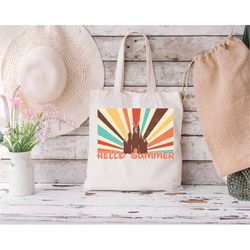 Hello Summer Tote Bag, Disney Summer Tote Bag, Summer Trip Bag, Disney Tote Bag, Disney Vacation Bag, Disneyworld Tote B