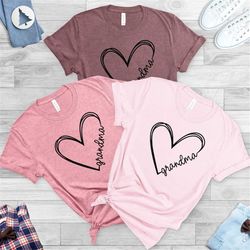 Grandma Heart Shirt, Funny Grandma Shirt, Mothers Day Gift,Personalized Grandma Shirt ,Custom Grandma Gift,  Grandma Bir
