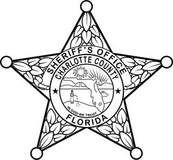 FLORIDA  SHERIFF BADGE CHARLOTTE COUNTY VECTOR FILE Black white vector outline or line art file