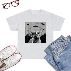 Alien UFO Funny Sphynx Cat Lover Men Women Kids T-Shirt