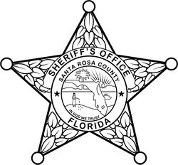 FLORIDA  SHERIFF BADGE SANTA ROSA COUNTY VECTOR FILE Black white vector outline or line art file