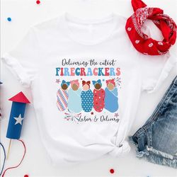 4th Of July Labor And Delivery Nurse Shirt, L&D Nurse TShirt, American Land D Nurse Tee 4th July Firecracker LD Patrioti