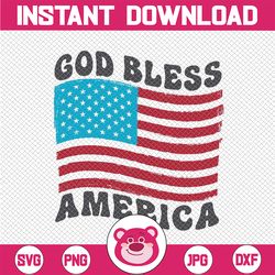 God Bless America Png, Groovy Vintage USA Flag Png, 4th of July Png, Independence Day, Digital Download