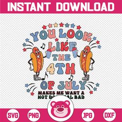 You Look Like The 4th of July Makes Me Want A Hot Dog Weal Bad Svg, America Hot Dog Png, 4th of July, Digital Download