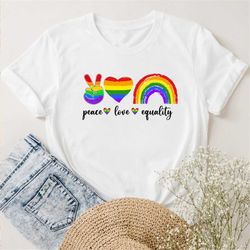 Peace Love Equality Shirt, Rainbow Flag Shirt, Gay Pride Shirt, Pride Month Shirt, Gay Rights Shirt, Gay Rainbow Shirt,