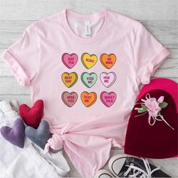 Valentines Conversation Hearts Shirt, Valentines Groovy Retro Tee, Trendy Womens Valentine Day Shirt