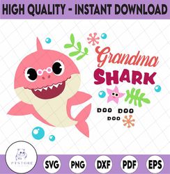 Grandma Shark SVG, Cricut Cut files, Shark Family doo doo doo Vector EPS, Silhouette DXF, Design for tsvg , clothes, Aun