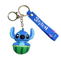 Fashion Kawaii Stitch Keychain Disney Silicon Key Chain Lilo and Stitch Pendant Key Holder Car Key Ring Mobile Phone Bag