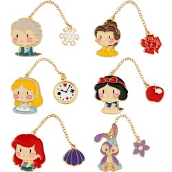Disney Princess Series Brooch Snow White Cinderella Metal Enamel Badge Tassel Pendant Lapel Pin for Girl Cute