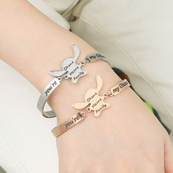 Ohana Means Family Anime Bracelet Lilo and Stitch Stainless Steel Jewelry Cute Bangle Couple Bracelets