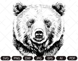 Bear Face SVG, Bear Face Cut File, Bear Face DXF, Bear Face PNG, Bear Face Clipart, Bear Face Silhouette, Bear Face