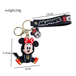 Mickey Minnie Silicone Keychains Disney Donald Duck Stitch Trend Keyrings Cartoon Doll Pendant Key Holder for Backpack