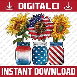 USA American Flag Sunflower Patriotic 4th Of July America Png, American Sunflower Png, Independence Day Png, Digital