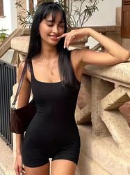 Casual Sleeveless Romper Jumpsuit Backless Cami Romper Jumpsuit Women's Clothing