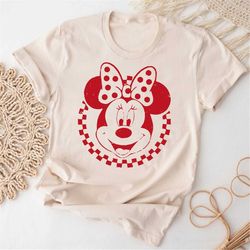 Checkered Mickey Minnie Shirt, Vintage Mickey Minnie Shirt, Retro Disney Couple Shirt, Disney Valentine Shirt, Mickey He