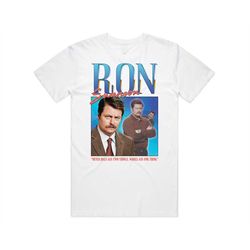 Ron Swanson Homage T-shirt Tee Top Parks & Rec Funny Retro 90's Gift