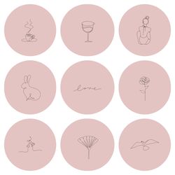 36 Lifestyle Instagram Highlight Icons.Pale Pink Instagram Highlights Images.  Instagram Highlights Icons.