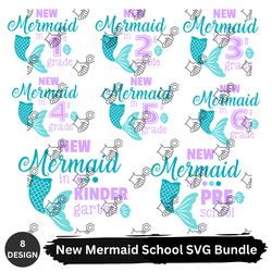 New Mermaid School SVG Bundle 6 Designs PNG, SVG, EPS, SVG