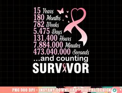 15 Years 180 Months & Counting Survivor Fight Breast Cancer T-Shirt copy