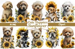 Cute Puppy Sunflower Dogs Clipart