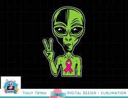 Alien Peace Breast Cancer Ribbon Costume Cool Halloween Gift T-Shirt copy