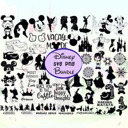 50 SVG, PNG Instant Digital Download Bundle, for Cricut or Silhouette SVG, Stitch MickeyMinnie Peter Pan Tinkerbell Arie