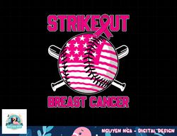 American Flag Strikeout Breast Cancer Baseball T-Shirt copy