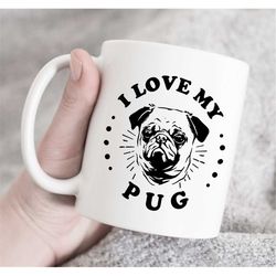 love my pug dog mug cup birthday gift , pug 2 coffee mug, pug lover gift, dog lover mug ,dog lover gift, dog mom gift, p