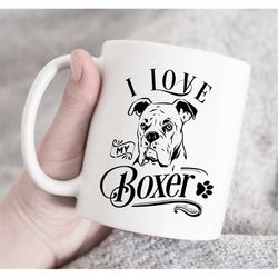 i love my boxer dog mug, boxer gift, boxer mom mug, boxer mug, boxer dog gift, cute boxer gift, funny boxer coffee mug ,