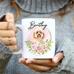 poodle mug, custom pet enamel mug, personalized poodle gift, poodle mom gift, custom poodle gift, poodle photo gift, poo