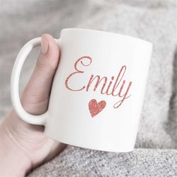 Custom text mug, personalized mug, unique mug custom gift, gold accent mug, rose gold text mug, custom coffee mug, name