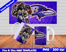 Ravens Mug Design Png, Sublimate Mug Template, Ravens Mug Wrap, Sublimate Football Design PNG, Instant Download