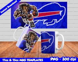 Bills Mug Design Png, Sublimate Mug Template, Bills Mug Wrap, Sublimate Football Design PNG, Instant Download