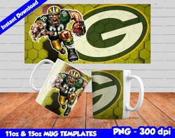 Packers Mug Design Png, Sublimate Mug Templates, Packers Mug Wrap, Sublimate Football Design PNG, Instant Download