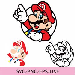 Mario SVG, instant download Files For Cricut Silhouette for t-shirt stickers, heat press file, Super mario PNG SVG eps d