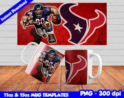 Texans Mug Design Png, Sublimate Mug Templates, Texans Mug Wrap, Sublimate Football Design PNG, Instant Download