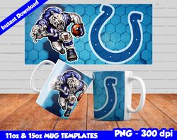 Colts Mug Design Png, Sublimate Mug Templates, Colts Mug Wrap, Sublimate Football Design PNG, Instant Download