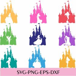 Princess castle SVG & PNG,svg files for cricut, svg files for Silhouette,svg for kids, cartoon svg, princess svg