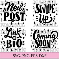 social media lettering collection SVG PNG EPS dxf Bundle