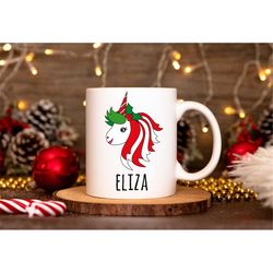 personalised unicorn christmas mug, funny christmas mug, secret santa gift, unicorn mug, kids christmas mugs, gift for h