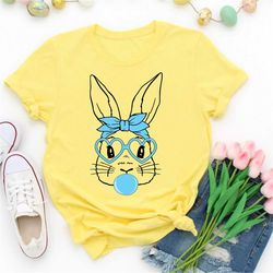 Bunny With Glasses And Bandana Shirt, Easter Shirt, Easter Bunny Graphic tee, Easter Shirts For Women, Ladies Easter Bun