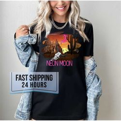 Neon Moon Tshirt, Halloween Shirt, Wild West Shirt, Summer Shirt, Mom Shirt, Gifts For Her, Sunset Tshirt, Gift for Dad,