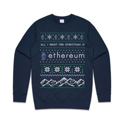 All I Want For Christmas Is ETH Jumper Sweater Sweatshirt Ethereum Crypto Cryptocurrency BTC Xmas Funny