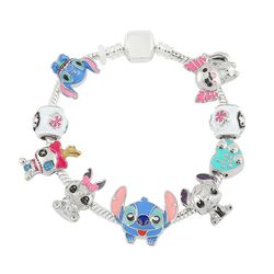 Disney Charm Bracelet Lilo and Stitch Jewelry for Women Kids I Love You Bracelet Bestfriend