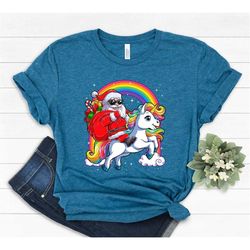 Cute Girls Unicorn Shirt, Santa riding unicorn shirt, Christmas gift for girls,  Cute Funny Christmas,  Christmas New Ye